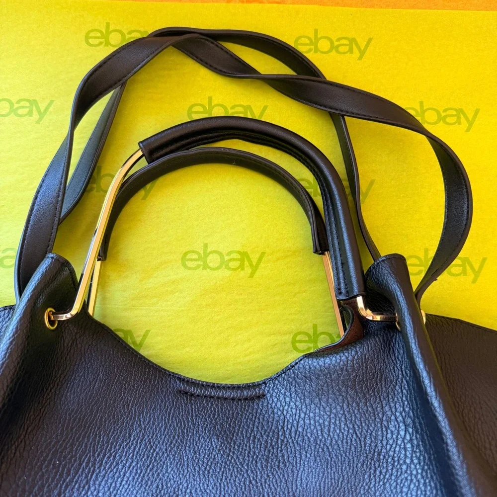 Sondra Roberts Squared Hobo Bag Womens Large Black inner pouch Quiet Luxury Chic